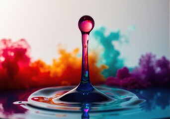 Drop of colored ink dispersing in clear water. Abstract, creative background.