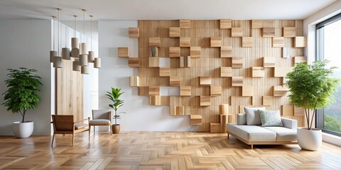 Wooden wall with planks texture, stylish room design