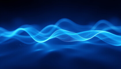 Blue abstract technology data wavy lines in holographic style