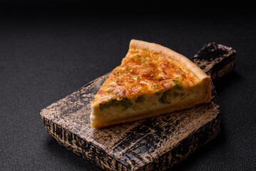 Delicious quiche with broccoli, chicken or salmon and cheese