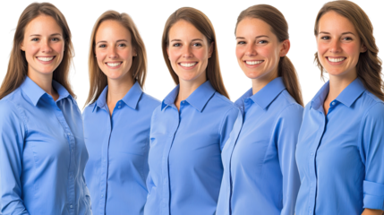Confident Businesswomen in Blue Shirts Smiling Generative AI