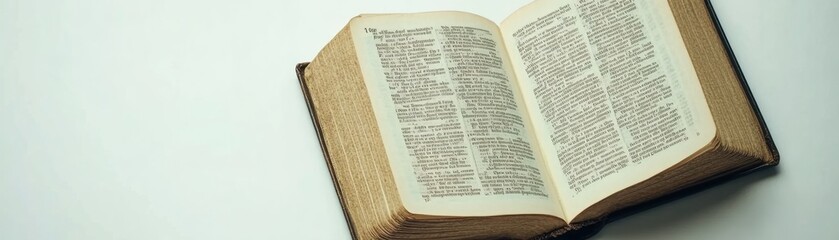 Fototapeta premium Open Antique Book with Black Ink Text on Yellowed Pages