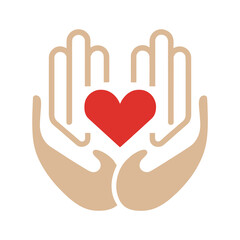 Obraz premium Hands holding heart vector icon.
