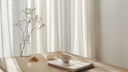 Modern Tarot Reading Setup in Minimalist Room with Soft Natural Lighting