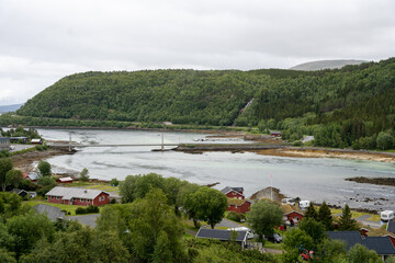 Presteid, Norway - 07.08.2024: View of Presteid bridge (Presteidbrua) in Presteid, Norway