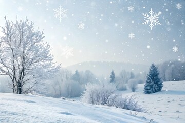 Obraz premium Soft white backdrop with shimmering snowflakes, perfect for winter themes.