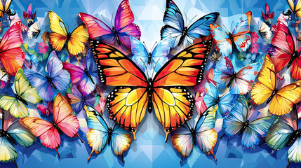Butterflies on a blue background