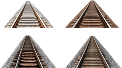 Isolated Railroad Tracks Viewed From Various Angles Generative AI