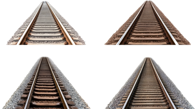 Isolated Railroad Tracks Viewed From Various Angles Generative AI
