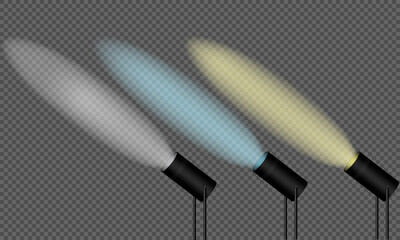 set of black lamps on a transparent background. vector isolated object. black lamp with a light beam. set of lamps for interior. objects for the interior on a transparent background.