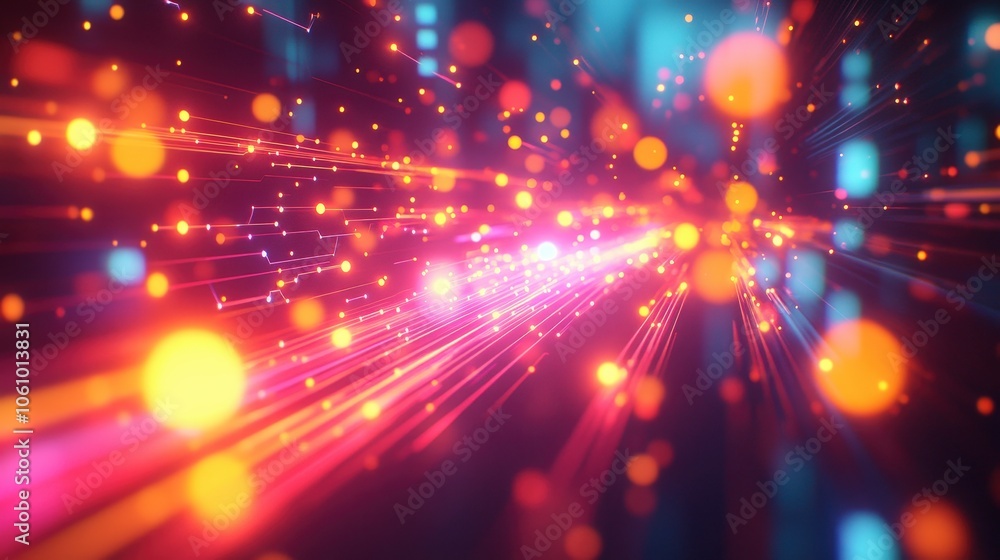 Poster neon abstract data flow visualization concept