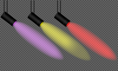 set of black lamps on a transparent background. vector isolated object. black lamp with a light beam. set of lamps for interior. objects for the interior on a transparent background.