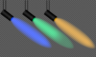 set of black lamps on a transparent background. vector isolated object. black lamp with a light beam. set of lamps for interior. objects for the interior on a transparent background.