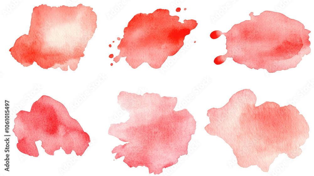 Aufkleber red watercolor stains on transparent background for design generative ai