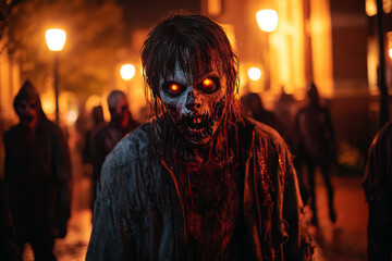 Terrifying Zombie Horde at Night