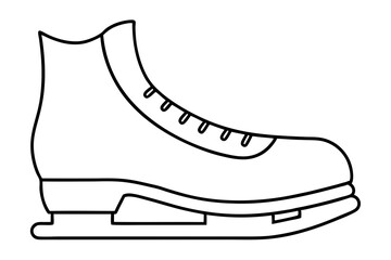 Ice Skate Silhouette Line Art vector on white background