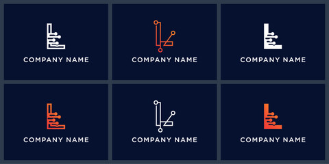 Vector set letter L smart tech logo design