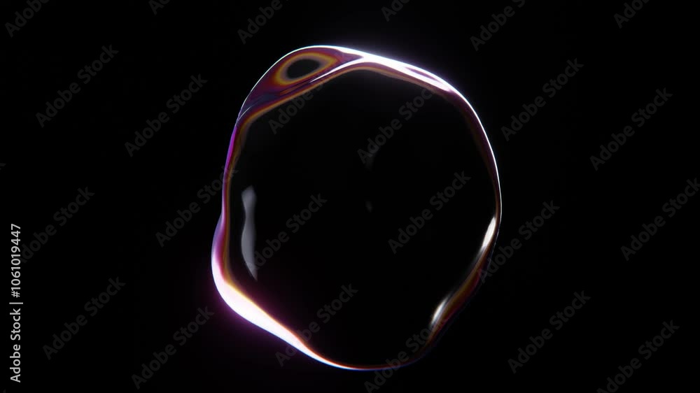 Poster abstract 3d animation loop horizontal website screen futuristic shape chrome holographic iridescent 