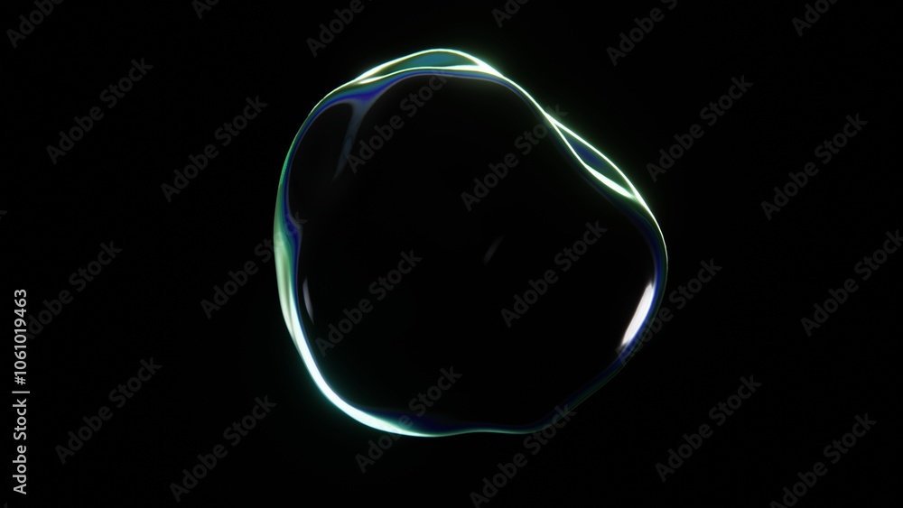 Poster abstract 3d horizontal website screen futuristic shape chrome holographic iridescent prism shape liq