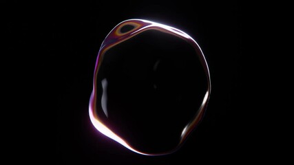 Abstract 3D animation loop horizontal website screen futuristic shape chrome holographic iridescent prism shape liquid oil gasoline bubble sphere blob fluid gradient colors black backgrounds 4K 30 fps - Powered by Adobe