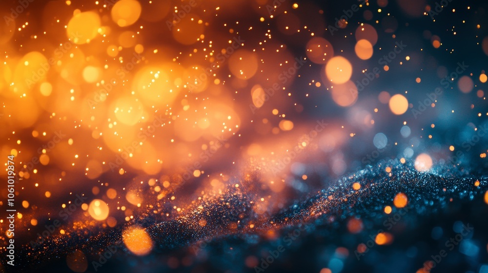 Poster abstract sparkling bokeh with warm and cool tones