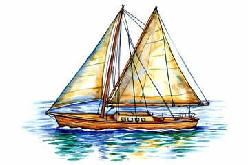 Obraz premium Peaceful Sailboat Gliding on Calm Ocean Waters