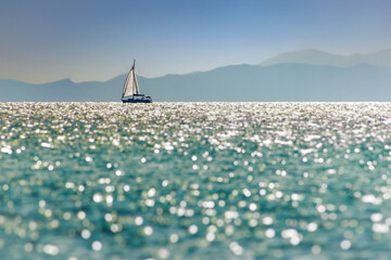 Sailing yacht in the sunlight