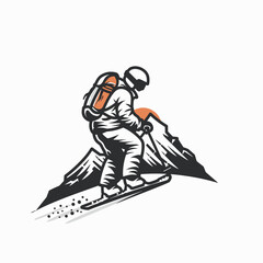 Man in a white suit is skiing down a mountain. He is wearing a backpack and a helmet