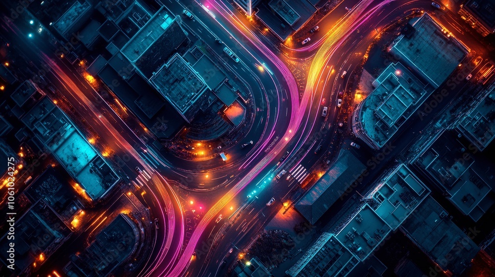 Poster neon data flow visualization abstract concept