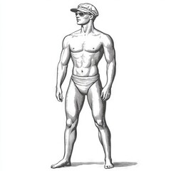 Fototapeta premium A man in a hat and sunglasses stands confidently.