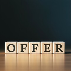 Obraz premium Wooden blocks spelling OFFER, concept of business deals, promotions, and exclusive discounts for customer engagemen