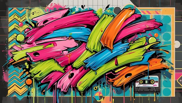graffite wall background with abstract graffite