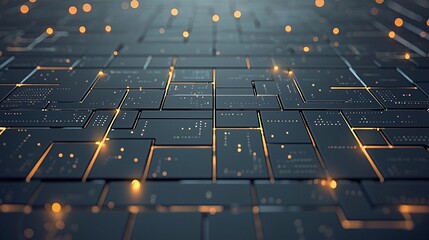 Obraz premium Digital Data Streams in Abstract Hexagonal Grid