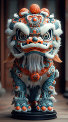 Fototapeta premium Vibrant depiction of a lion dance in motion during the Lunar New Year, Chinese New Year, showcasing cultural pride and community spirit.