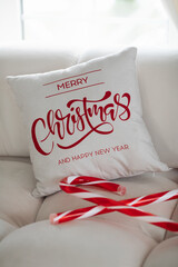 Beautiful Christmas decor. Decorating a room on a holiday. Stylish details