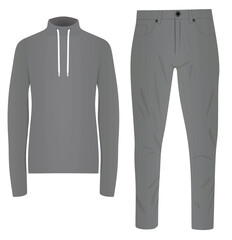 Cowl neck jumper and pants. vector illustration