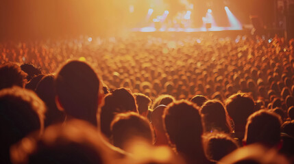 Large Crowd of People at a Rock Concert: Selective Focus, Blurred Image