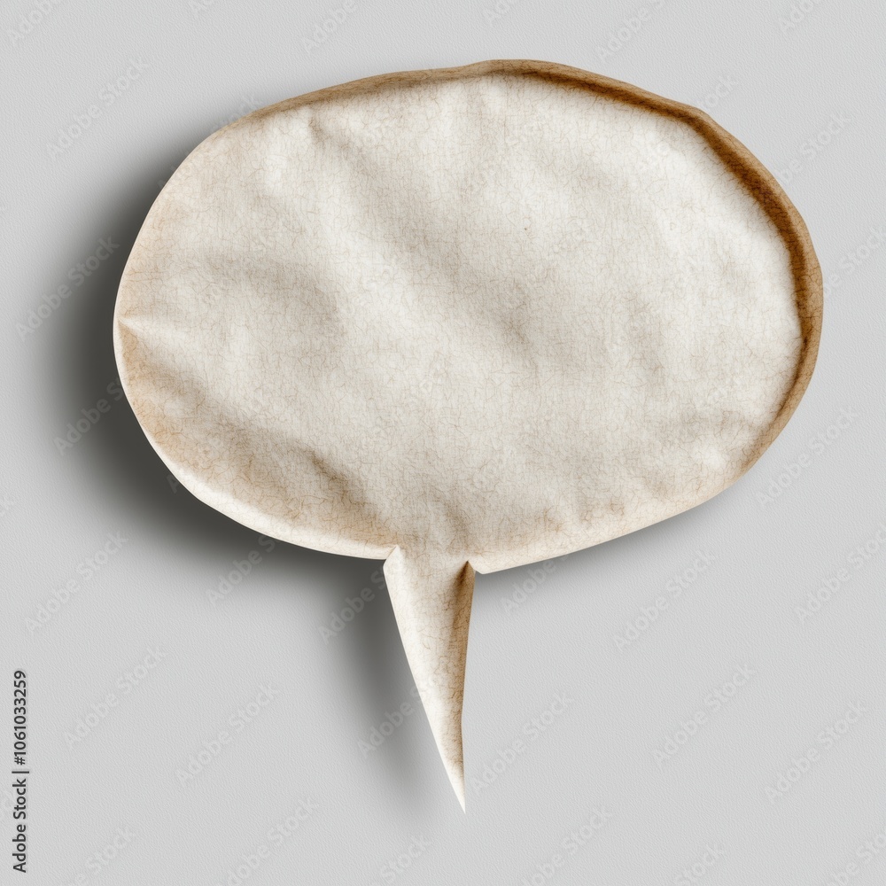 Poster flat white speech bubble with rounded edges on textured background for design concepts