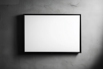 A modern blank signboard on a sleek, metallic wall, providing a professional background for branding or advertising concepts