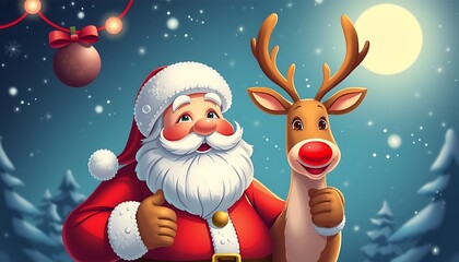 Santa Claus and reindeer banner