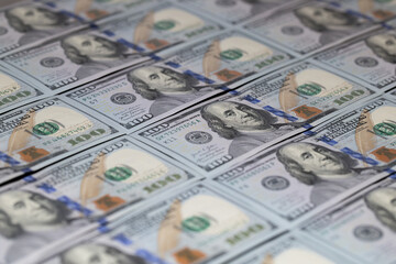 US 100 dollar banknotes background