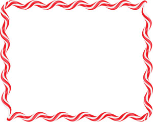 Obraz premium Christmas twisted lollipops. Rectangular wavy frame with red and white stripe. Christmas and New Year template for cards, banner,flyer . Festive Christmas frame. Vector illustration