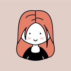 Woman girl with long straight hair vector icon