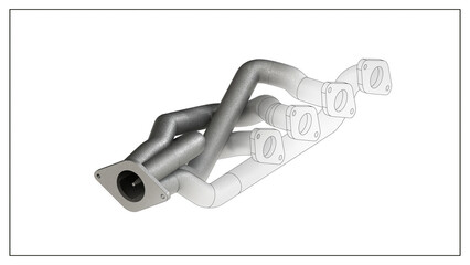 3D Project of an Exhaust Manifold Design for Optimized Engine Performance.
