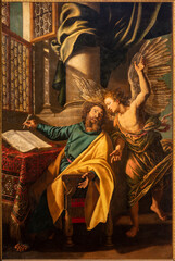 PAVIA, ITALY - SEPTEMBER 8, 2024: The painting of St. Matthew the Evangelist in the church Chiesa...