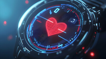 A digital heart monitor interface with glowing graphics and real-time data, showcasing futuristic medical technology for diagnostics and patient monitoring.