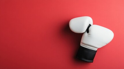 White Boxing Glove on a Red Background