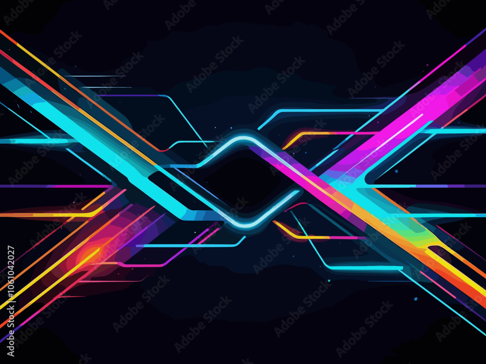Poster futuristic abstract colorful vector background with glowing electric bright neon lines . abstract mo