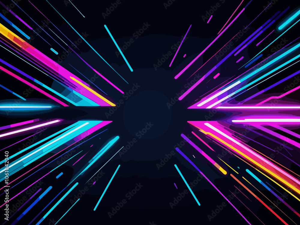 Poster futuristic abstract colorful vector background with glowing electric bright neon lines . abstract mo