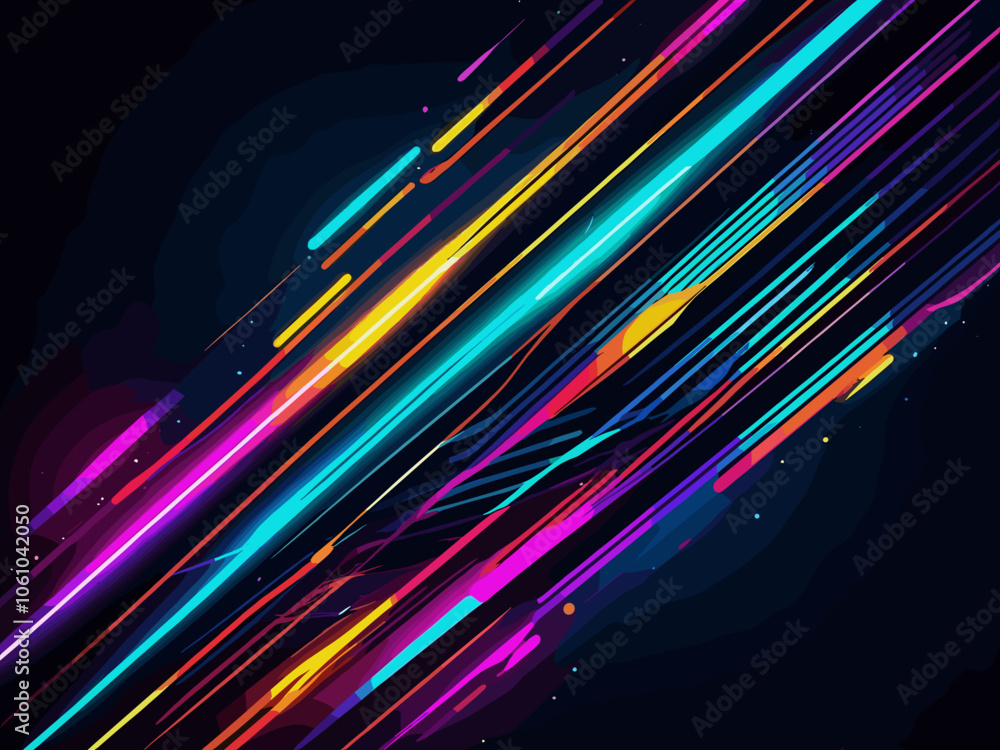 Aufkleber futuristic abstract colorful vector background with glowing electric bright neon lines . abstract mo